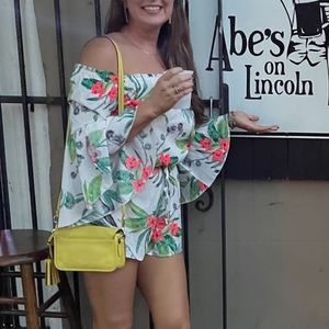 Neon floral romper, medium